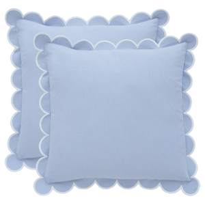 BEBE BASK Blue Scalloped Pillow Cover - Set of 2-18 x 18 Inch - Scallop Pillow Cover - Scalloped Pillows - Sca