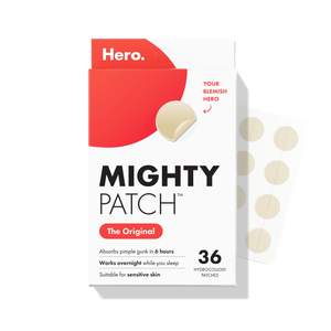 Mighty Patch Hero Cosmetics Original Nighttime Acne Pimple Patches, 36 Ct | #1 Hydrocolloid Acne Patches, Shri