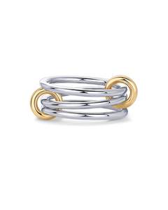 PAVOI 14K Gold Plated Interlocked Stackable Rings for Women - Statement Mixed Metals Multi Ring Stack - Cubic 