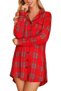 Samring Nightgowns for Women Long Sleeve Button Down Night Gown Sleepshirts | Classic Nightdress,Soft House Dr