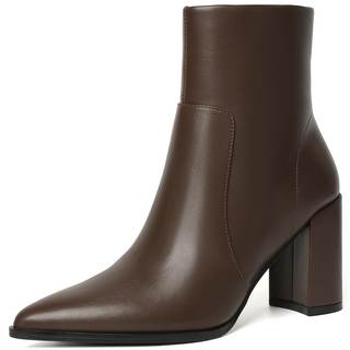 Susanny Ankle Boots for Women Chunky High Heel Warm Boot Mid Calf Chelsea Booties Leather Suede Fur Slip On Po
