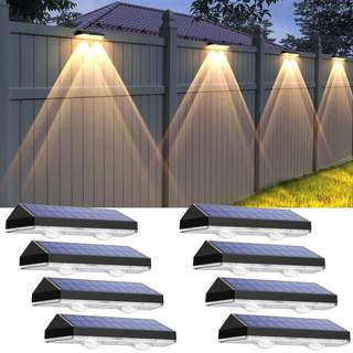 Solar Fence Lights Outdoor - 2700/4000/6000K 3 Mode, 8 Pack Solar Fence Lights Outdoor Waterproof LED, Fence L