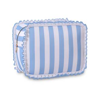 Stripe Ruffle Makeup Bag,Large Travel Cute Cosmetic Bag for Women Girls,Toiletry Bag Make up Organizer 10.8 x 