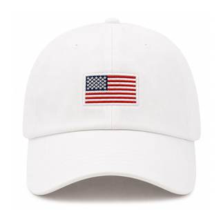 USA Flag & Embroidery Premium 100% Cotton Low Profile Adjustable Baseball Dad Cap One Size 1. Flag-white
