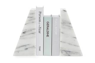 Fox Run Triangular 100% Natural Polished White Marble Bookends 4 x 3 x 6 inches | 100% Beautiful Natural Marbl