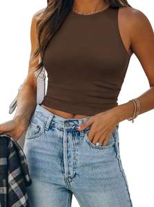 ATHMILE Womens Double Lined Crop Tank Tops Casual Basic Shirts Sleeveless Workout Tops Cute Summer Clothes Tee