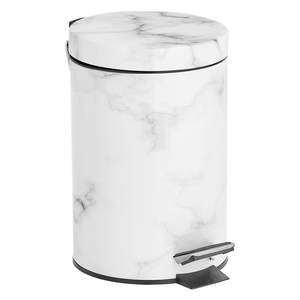mDesign Extra Small Modern 3-Liter/.7 Gallon Round Metal Lidded Step Trash Can, Compact Garbage Bin with Remov