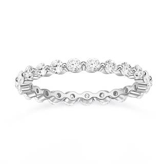 EAMTI 2mm 925 Sterling Silver Wedding Band Cubic Zirconia Full Eternity Stackable Engagement Ring Size 3-13 St