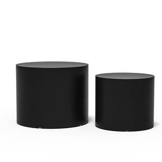 Round Coffee Table, Round Wood Barrel End Table Side Table for Living Room Bedroom Office Studio, Fully Assemb