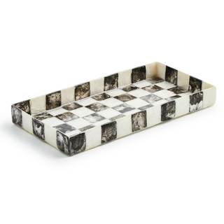 MACKENZIE-CHILDS Capiz Vanity Tray, Black-and-White Courtly Check | Handcrafted design, made from capiz seashe