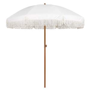 AMMSUN 7ft Patio Umbrella with Fringe Outdoor Tassel Umbrella UPF50+ Premium Steel Pole and Ribs Push Button T