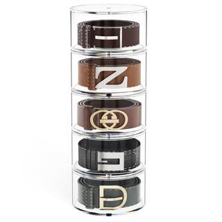 FEMELI Acrylic Belt Storage Organizers For Closet 5-Layer Clear Belt Holder | Clear Acrylic Belts Boxs Organiz