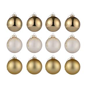 AOMOONOA Gold Glass Christmas Ball Ornaments for Christmas Tree, 2.36” | Christmas Hanging Ornaments Set of 12