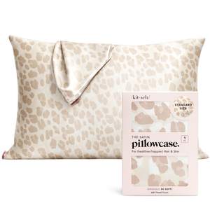 Kitsch Satin Pillowcase with Zipper - Standard Size, Leopard | Softer Than Silk Pillow Cases, Smooth Cooling S