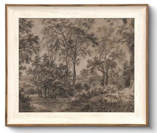 Framed Canvas Wall Art for Living Room Decor, Vintage Neutral Brown Woodland Landscape Painting Farmhouse Canv