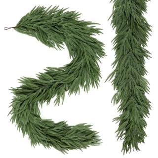 2PCS 9FT Christmas Garland, Artificial Real Touch Norfolk Pine Garland | Pine Garland, Greenery Christmas Garl