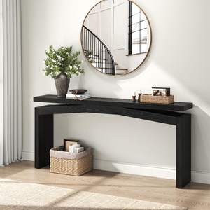 Epecoya 63-Inch Black Console Tables for Entryway Mid Century | Wooden Sofa Table Behind Couch, Entryway Conso
