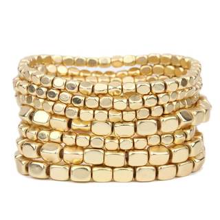 Rosemarie Collections Chunky Nugget Multi-Strand Bracelet Beads - Silver & Gold Bracelets Stack for Casual & F