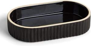 Preston Lane Ceramic Vanity Tray for Bathroom Countertop, Medium, Ink | Bathroom Organizer Decor, Handmade, Ma