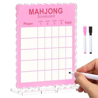 Dunzoom Scalloped Mahjong Scoreboard Acrylic Scoreboard with Dry Erase Markers and Holders Mahjong Accessories