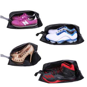 YAMIU Travel Shoe Bags Set of 4 Waterproof Nylon with Zipper for Men & Women, Black 4 Pack - Black