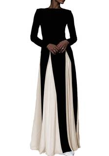 Kwunbwa Women’s Long Sleeve Formal Dress Elegant Pleated Swing Maxi Dresses | Patchwork, Unique, Wedding Guest