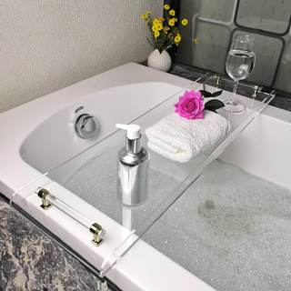Bath Tub Tray,Clear Bathtub Tray for Luxury Bathroom – Waterproof Bath Caddy with Sleek Surface –No Assembly–