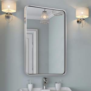 ANDY STAR Chrome Bathroom Mirror, 22x30’’ Rounded Rectangle Polished Nickel Mirror for Vanity, SUS304-Anti-Rus
