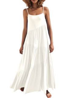 ANRABESS Women Summer Casual Loose Sleeveless Sundress Spaghetti Strap Flowy Boho Linen Beach Vacation Maxi Lo