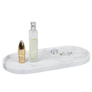 Natural Marble Tray 9.8”x4.7”x0.6” | Hand-Polished Oval Stone Tray for Bathroom Vanity & Jewelry Display – Dur