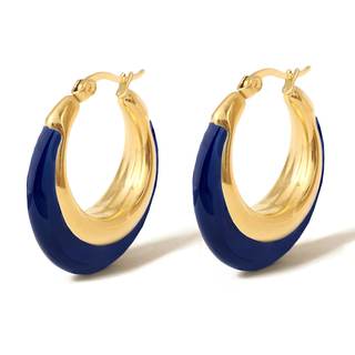 Chunky Enamel Hoop Earrings for Women 18K Gold Plated Bamboo Checkered Huggie Earrings Enamel Jewelry Gift for