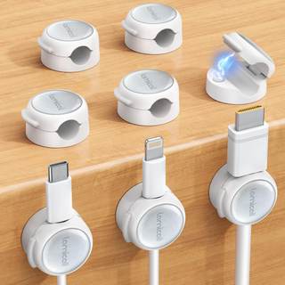 Lamicall 8 Pack Magnetic Cable Clips Cord Organizer - Silver Shine Design | Aesthetic Crystal Clear Strong Adh