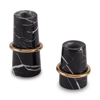 JIMEI 2pcs Marble Taper Candle Holder Table Wedding Decor Candlestick Stand | Hand-made Polished, Fits taper, 