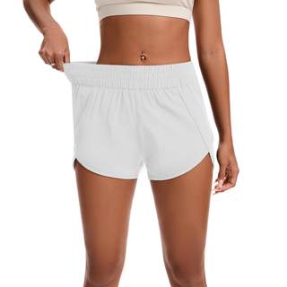 Womens Running Shorts Elastic High Waisted Shorts Quick Dry Athletic Shorts Pants X-Large White