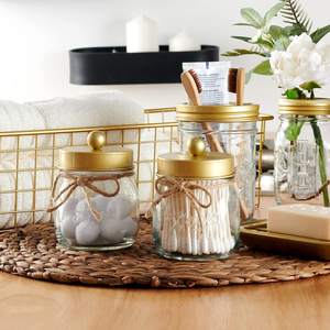 SheeChung 2 Pack Glass Mason Jar Qtip… — view 6