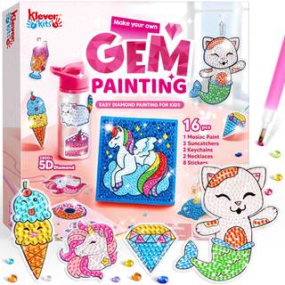 Klever Kits 16 Projects Gem Painting, Kids Diamond Art Kit for Kids with 5D Diamond, Arts and Crafts for Girls