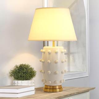 Modern Ceramic Linden Table Lamp, 30", White | Ball Farmhouse Design, Classic Nightstand Large Linden Lamp, Ta