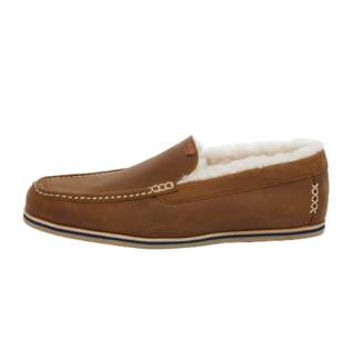 Hari Mari- Hacienda LX- Men’s Classic Full Grain Leather Loafer Slipper with Shearling Lining- Indoor/Outdoor,