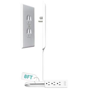 Sleek Socket Original & Patented Ultra-Thin Outlet Concealer with Cord Concealer Kit, Flat Extension Cord with