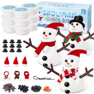 BANBBUR 9 Pack Build a Snowman Kit, Christmas Stocking Stuffers for Kids | Christmas Crafts for Kids,Non-Toxic