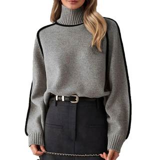 JASCLS Women's Turtleneck Sweater Chunky Long Sleeve Knitted Pullover Sweaters Oversized Trendy Fall Winter Ba