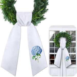 VitalCozy Spring Hydrangea Wreath Sash for Front Door Wreath Satin Sash for Embroidery Monogram Garland Ribbon