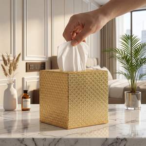 Gold Tissue Box Cover,Tissue Box Cover Square,Gold Tissue Box Holders,Tissue Holder for Bathroom Accessories,B