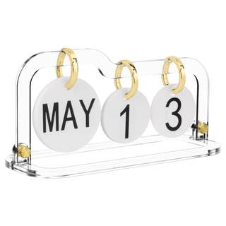 Acrylic Perpetual Desk Calendar 2023-2024 Standing Flip, Vintage Desktop Flip Calendar with Acrylic Month Date
