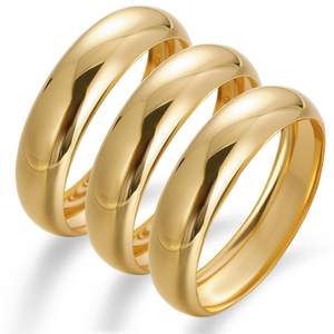 Chunky Gold Bangle Bracelets for Women, Dainty 14k Gold Plated Big Stackable Bangles Set, Trendy Statement Cuf