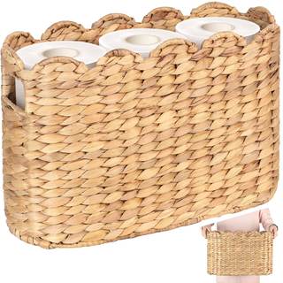 Toilet Paper Storage Baskets, Scalloped Water Hyacinth Baskets , Wicker Scalloped Basket for Storage, Toilet P