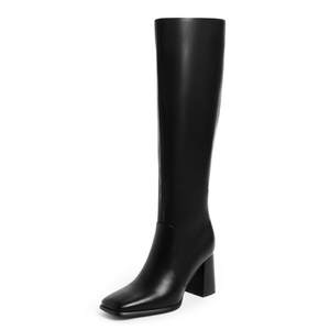 Modatope Knee High Boots Women Square Toe Chunky Heel Fashion Tall Boots | Block Heel Gogo Boots with Side Zip