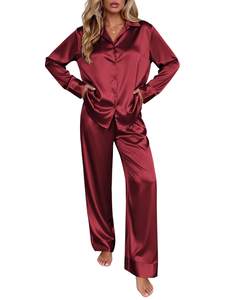 Ekouaer Silk Pajamas for Women Long Sleeve 2 Piece Lounge Set Fall Pjs | Soft Satin Pjs, Button Shirt Collar, 