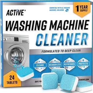 Washing Machine Cleaner Descaler 24 Pack - Deep Cleaning Tablets For HE Front Loader & Top Load Washer, Septic