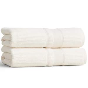 Preston Lane Douro Bath Towels 2 Pack, 54.25 x 26.5 in, Alabaster | 100% Cotton Bath Towels Set, Large Soft Ab